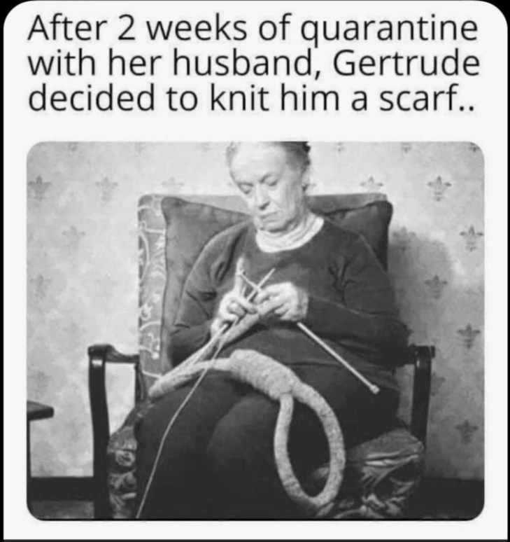 42. Woman knitting noose