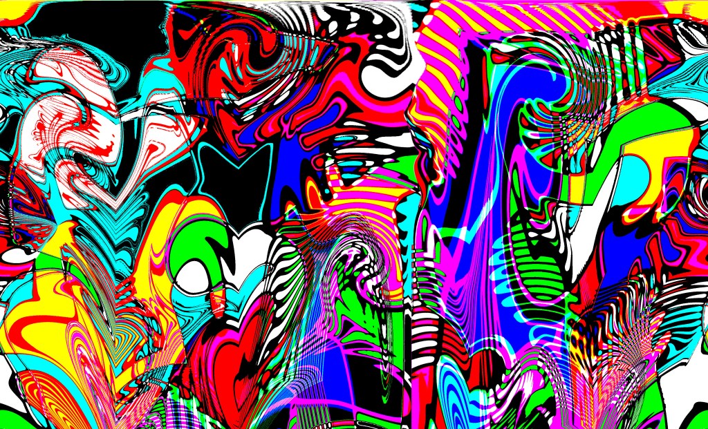 Bright, neon colored abstractions